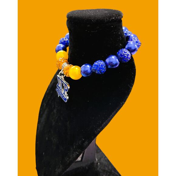 Sigma Gamma Rho Bracelet Blue and Gold with Pendant Logo - Picture 5 of 5